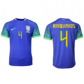 Herren Fußballbekleidung Brasilien Marquinhos #4 Auswärtstrikot WM 2022 Kurzarm